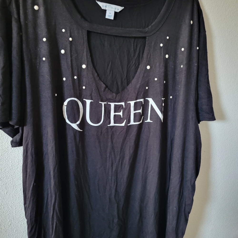 Black 3X embellished QUEEN t-shirt